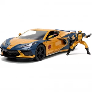 Автомодель Jada Марвел Люди-Х Chevrolet Corvette з фігуркою Росомахи 1:24 (253225025) дитяча іграшка