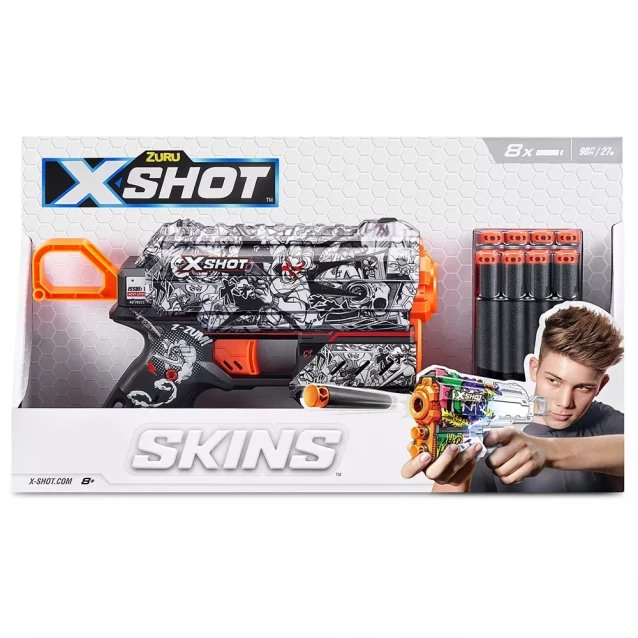 Бластер X-shot Skins Flux Illustrate 8 патронів (36516D) - 6