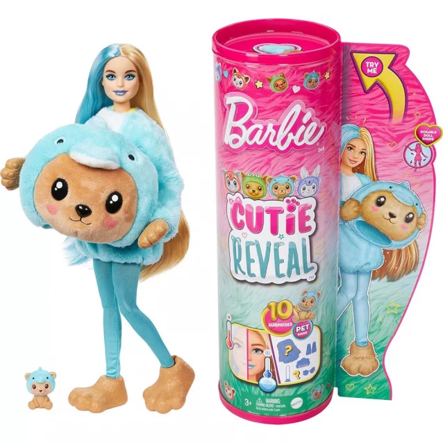 Кукла Barbie Cutie Reveal Прекрасное комбо Медвежонок в костюме дельфина (HRK25) - 1