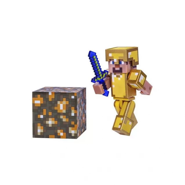 Коллекционная фигурка Minecraft Steve in Gold Armor серия 3 - 1