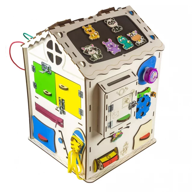 Бизиборд-куб GoodPlay Домик развивающий 35х35х50 с подсветкой (B009) - 7