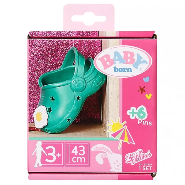 Обувь для куклы Baby Born Сандалии со значками 43 см зеленые (831809-1) - 1