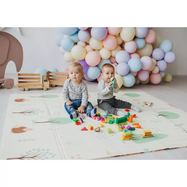 Дитячий двосторонній, складний килимок "Тигреня в лісі та Молочна ферма", 150х180x1 см - 2
