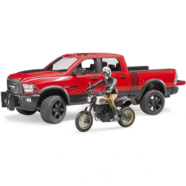 BRUDER Набір іграшковий позашляховик Dodge RAM 2500 з мотоциклістом - 6