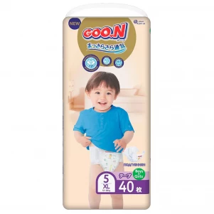 Підгузки GOO.N Premium Soft для дітей 12-20 кг (розмір 5(XL), на липучках, унісекс, 40 шт) для малюків