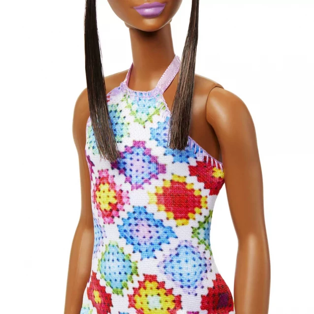 Кукла Barbie Модница в платье с узором в ромб (HJT07) - 4