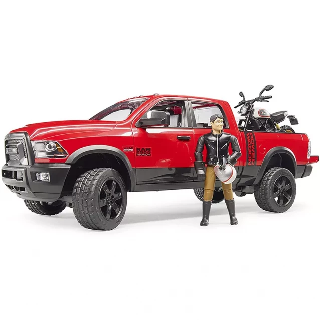 BRUDER Набір іграшковий позашляховик Dodge RAM 2500 з мотоциклістом - 2