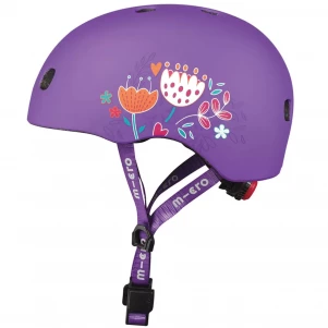 Защитный шлем Micro Размер S 48-53 см фиолетовый с цветами (AC2137BX)