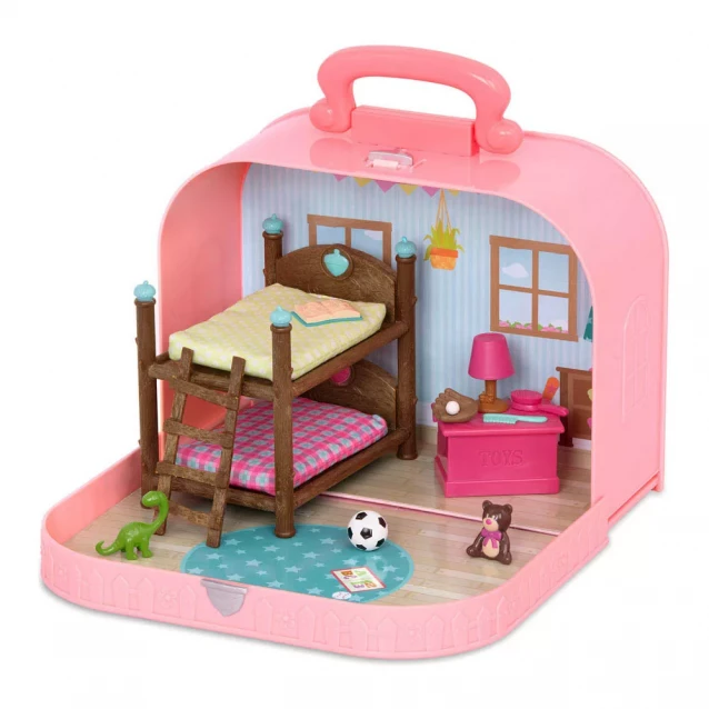 Игровой набор Кейс розовый (Двухъярусная кровать) с аксессуарами - 1