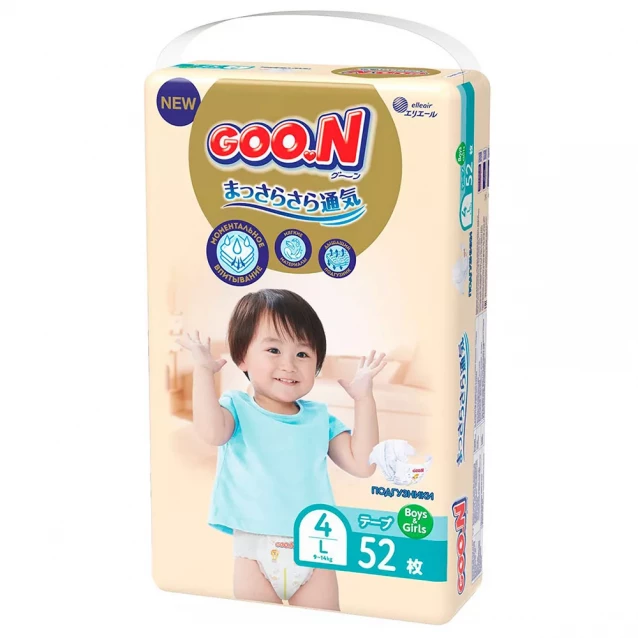 Підгузки Goo.N Premium Soft Розмір 4L, 9-14 кг 52 од (863225) - 2