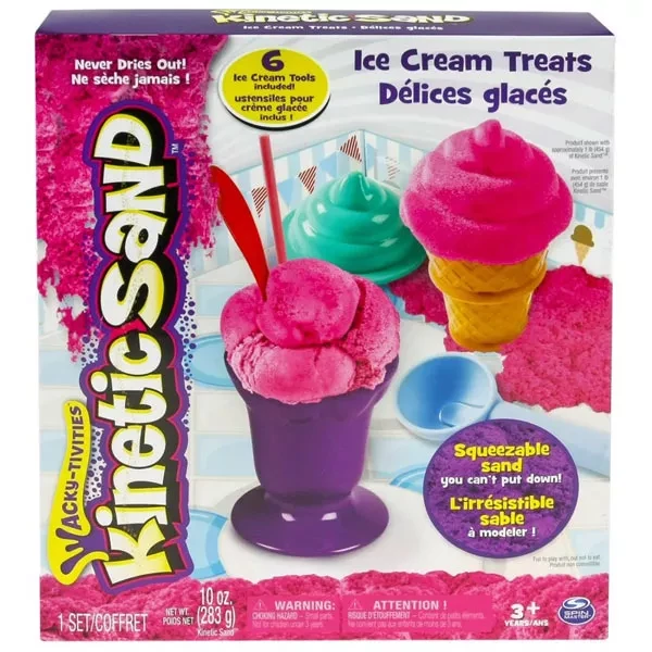 Набор песка для детского творчества - KINETIC SAND ICE CREAM (розовый, формочки, 283 г) - 1