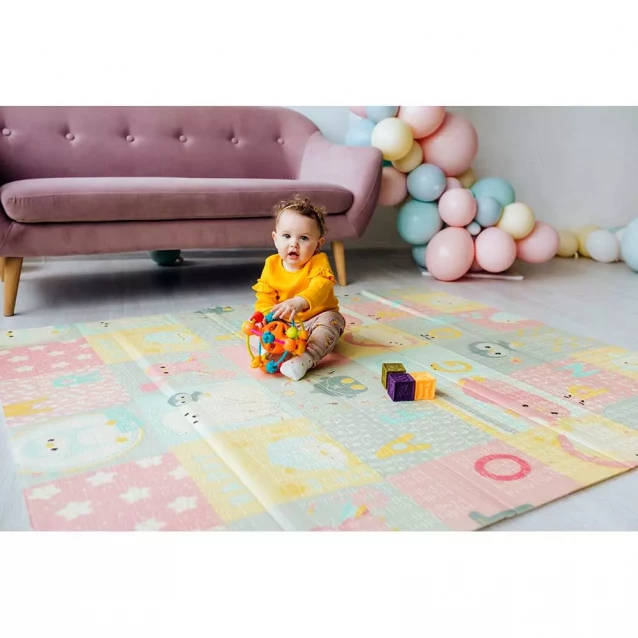POPPET Дитячий двосторонній, складний килимок "Стікери та Казковий політ", 150x180x1 см PP010-150 - 2