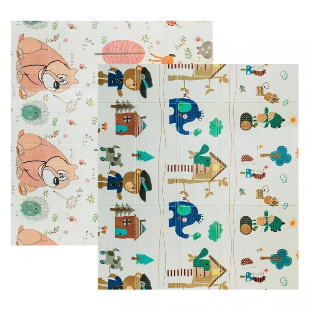 Дитячий двосторонній, складний килимок "Лісові мешканці та Добрі сусіди", 200х180x1см - 1