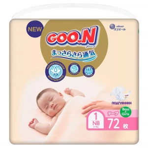 Подгузники Goo.N Premium Soft Размер 1NB, до 5 кг 72 ед (863222) для малышей