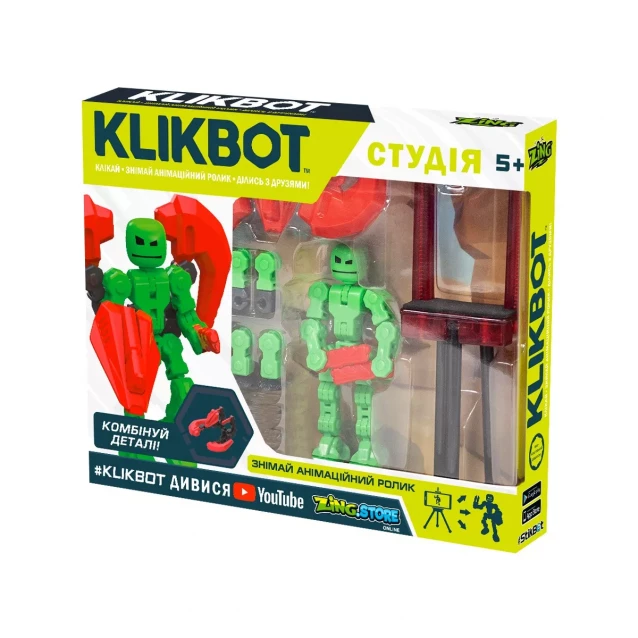 STIKBOT & KLIKBOT Ігровий набір для анімаційної творчості - СТУДІЯ (2 екскл. фігурки, штатив, червона) - 1
