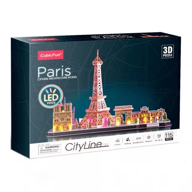 Трехмерная головоломка-конструктор CITY LINE С LED подсветкой "ПАРИЖ" - 1