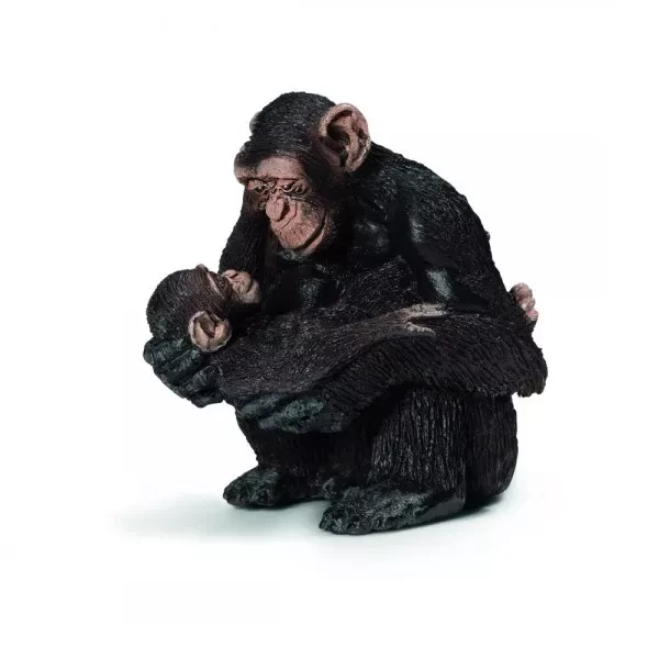 Шляйх.Пластикова фігурка-Самка шимпанзе з дитинчам - 1