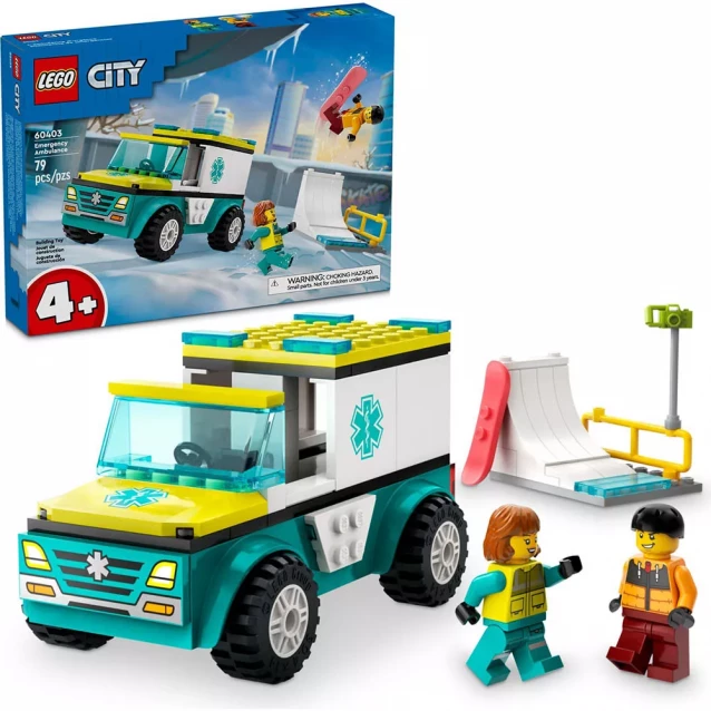 Конструктор LEGO City Карета скорой помощи и сноубордист (60403) - 9