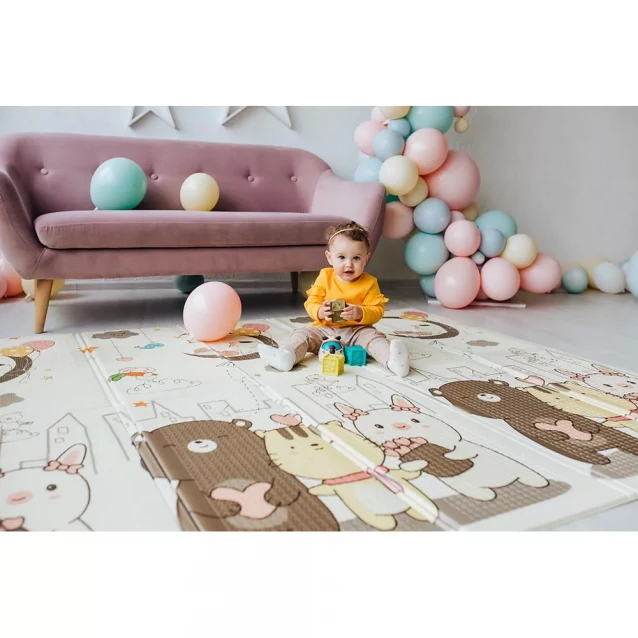 POPPET Дитячий двосторонній, складний килимок "Сплячі малюки та Чарівне місто", 150x180x1 см PP011-150 - 10