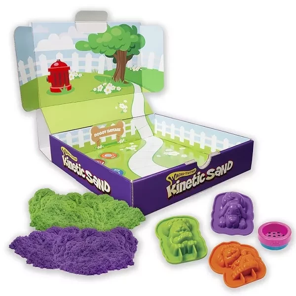 Набір піску для дитячої творчості - KINETIC SAND DOGGY (фіолетовий, зелений, формочки, 340 г) - 4