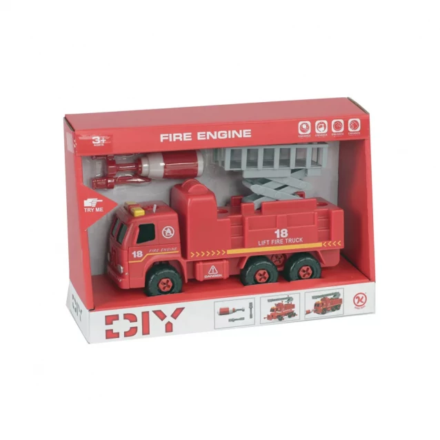 Пожарная машина с подъемником, разборная модель с отверткой - 2