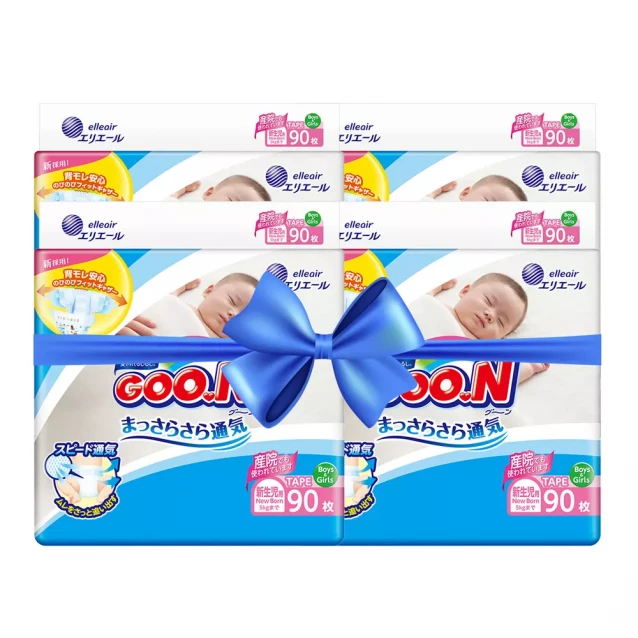 Японские Подгузники на липучках Goo.N Для Младенцев до 5 кг унисекс, 360 шт (853941-4) - 1