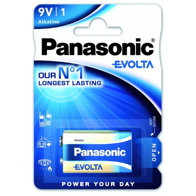 Батарейка Panasonic EVOLTA лужна 6LR61(6LF22, MN1604, MX1604) блістер, 1 шт. - 1