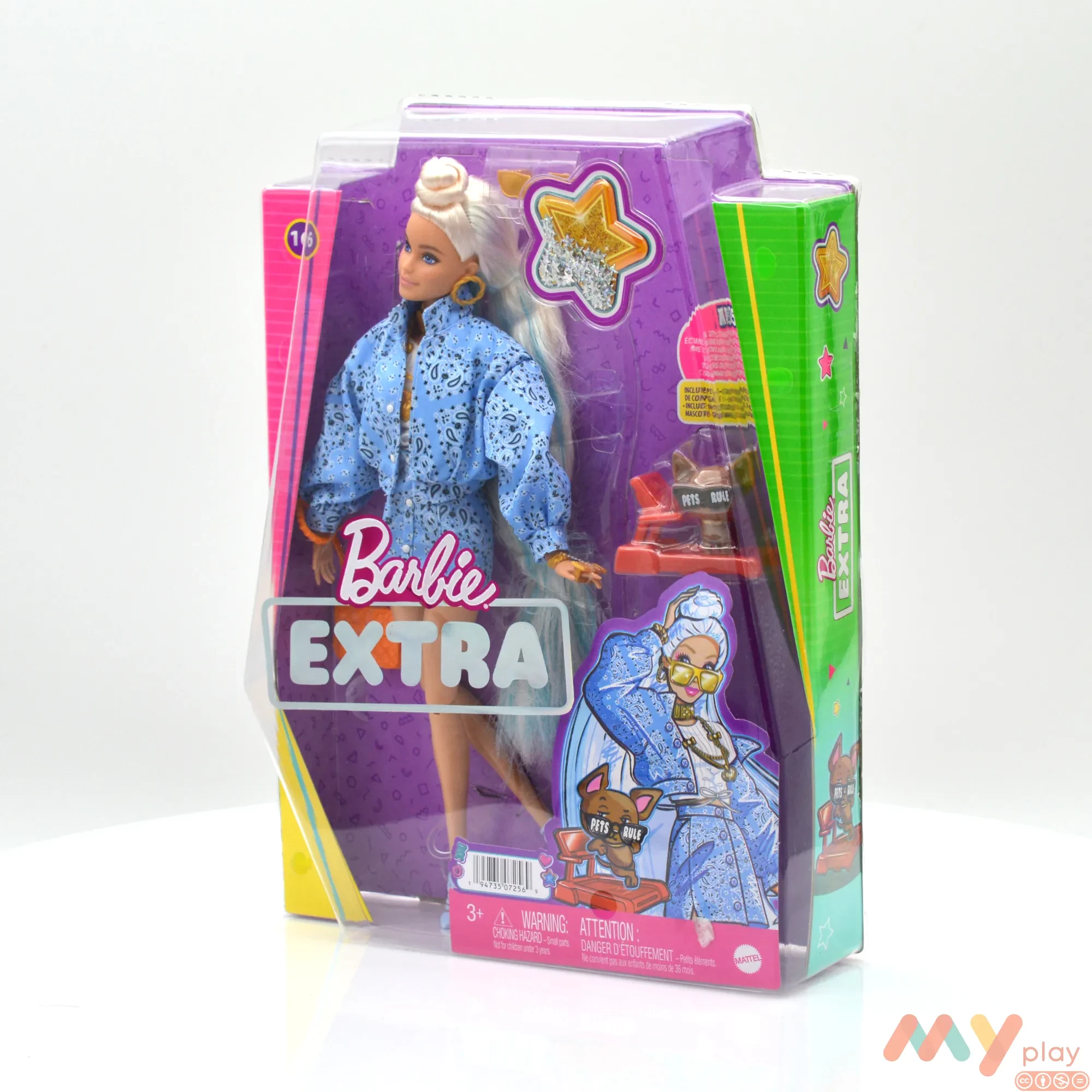 Boneca Barbie Extra Loira Mechas Azul Nº 16 Mattel Hhn08