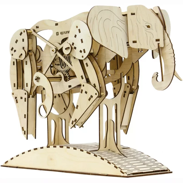 Деревянный конструктор 3D PlayWood Слон Коллекционная модель в упаковке (10004) - 2