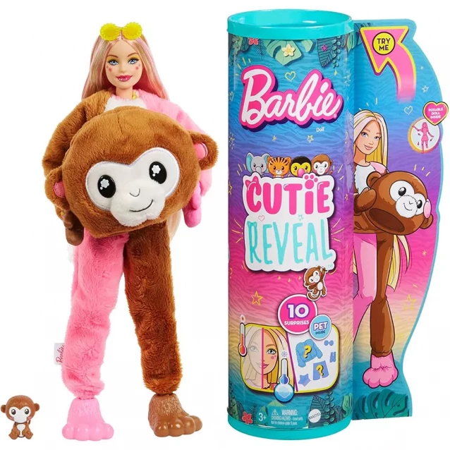 Кукла Barbie Cutie Reveal Друзья из джунглей Обезьяна (HKR01) - 1