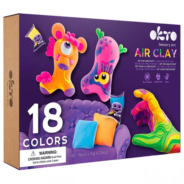Набір повітряної глини Okto Air Clay 18 кольорів (70151) - 1