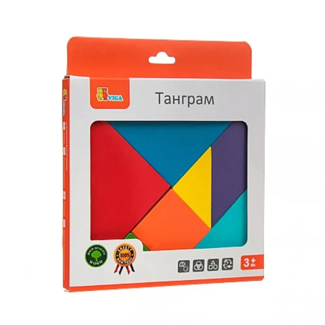 Игра-головоломка Цветной деревянный танграм, 7 эл. - 2