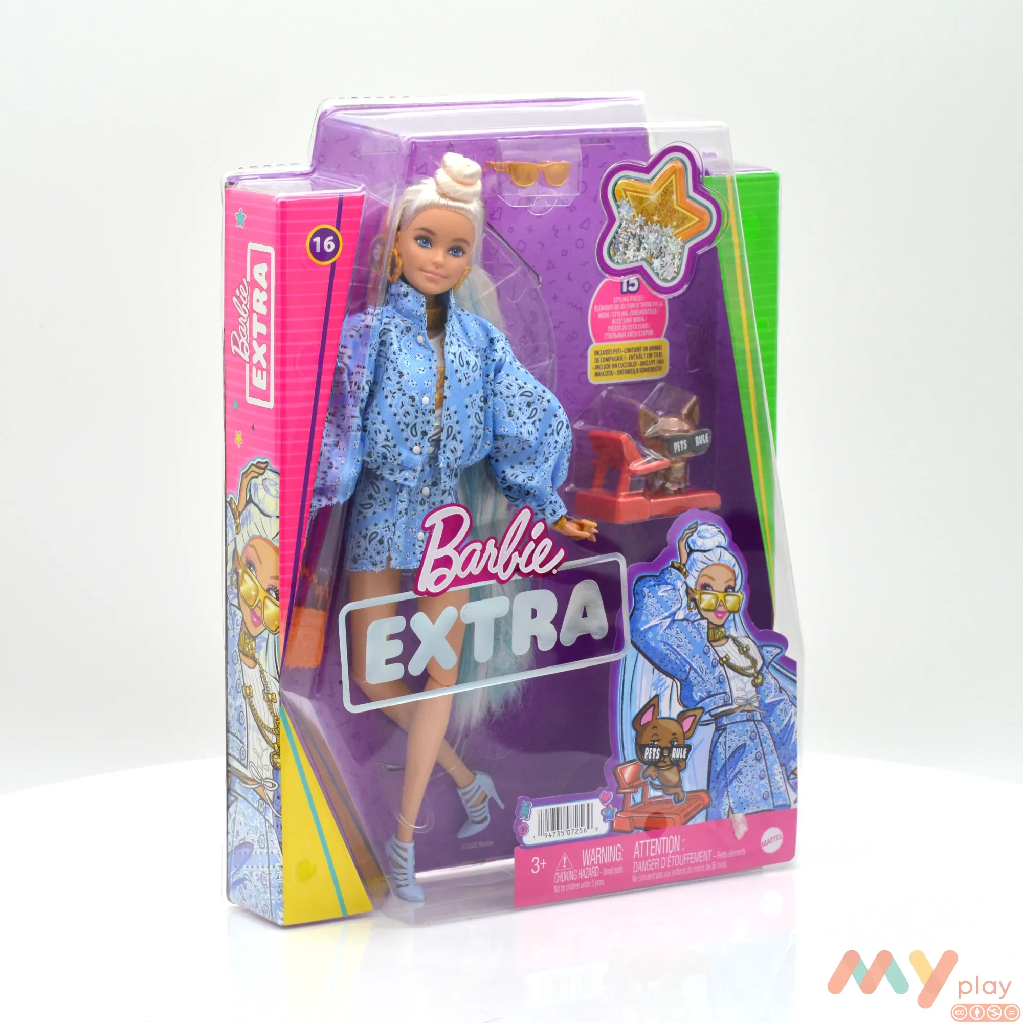 Boneca Barbie Extra Loira Mechas Azul Nº 16 Mattel Hhn08