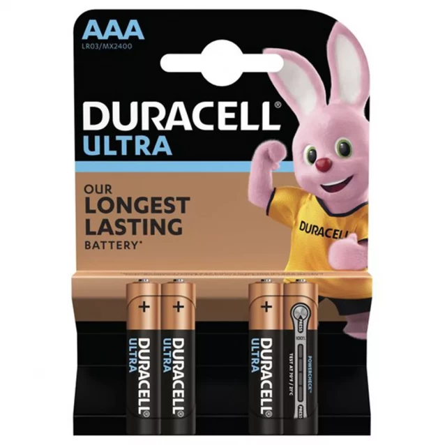 Батарейка Duracell Ultra AAA LR03 MX2400 4 шт (5005818) - 1