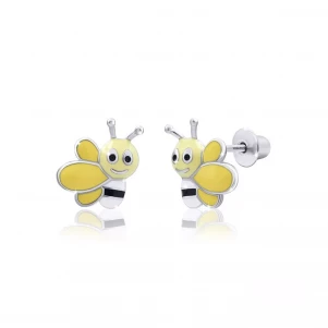 UMA&UMI Сережки Весела бджілка Жовтий (9х10) Ювелірні прикраси
