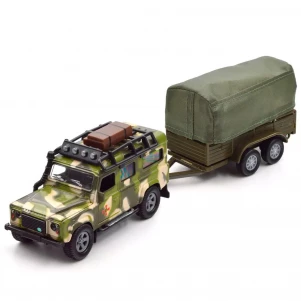 Автомодель TechnoDrive Land Rover Defender Мілітарі з причепом (520027.270) дитяча іграшка