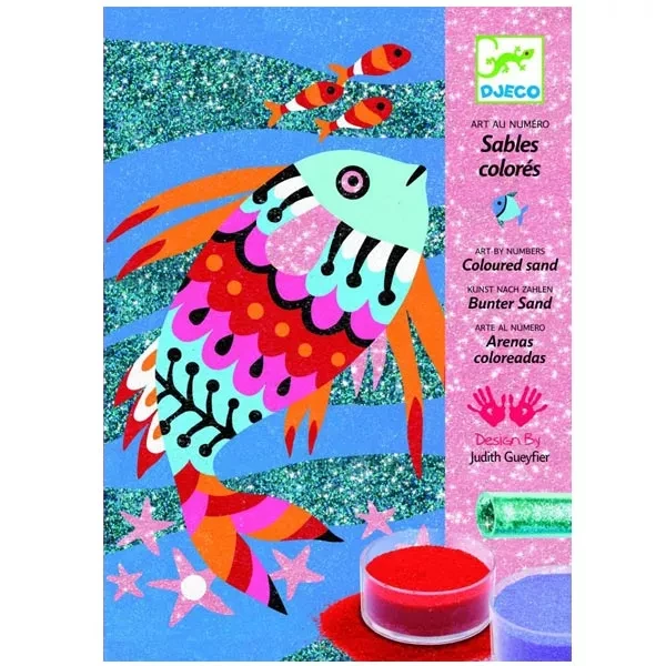 DJECO Художній комплект малювання кольоровим піском и блискітками "Радужні рибки" - 1