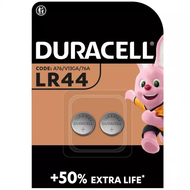 Батарейки щелочные Duracell таблетка LR44 1,5V 76A/A76/V13GA 2 шт (5007795) - 1