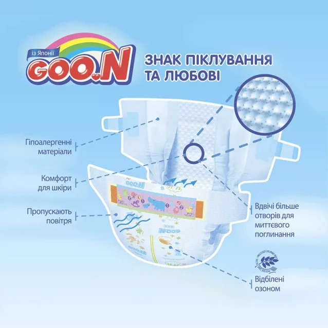 Підгузки GOO.N для дітей 12-20 кг (розмір Big (XL), на липучках, унісекс, 42 шт) - 2