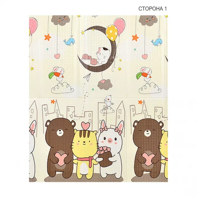 POPPET Дитячий двосторонній, складний килимок "Сплячі малюки та Чарівне місто", 150x180x1 см PP011-150 - 3