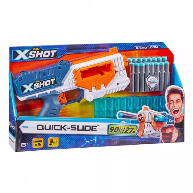 X-Shot Швидкострільний бластер EXCEL Quick Slide (16 патронів) арт.36401Z - 1