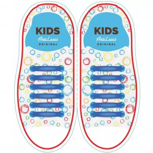 Силіконові антишнурки AntiLaces Kids, 38 мм, 12 шт, сині - для дітей
