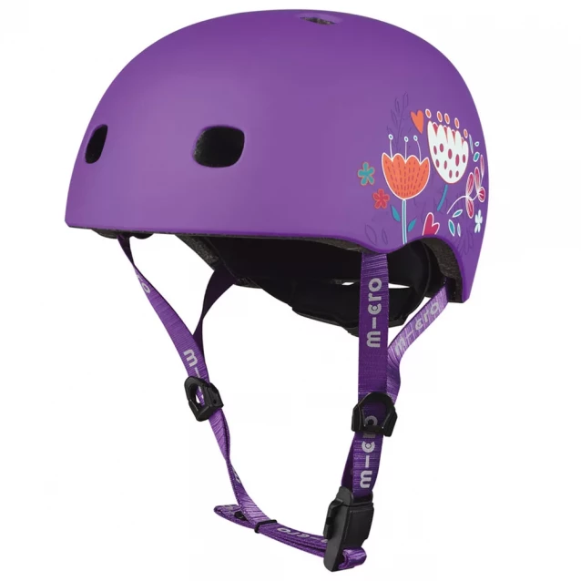 Защитный шлем Micro Размер M 52-56 см фиолетовый с цветами (AC2138BX) - 2