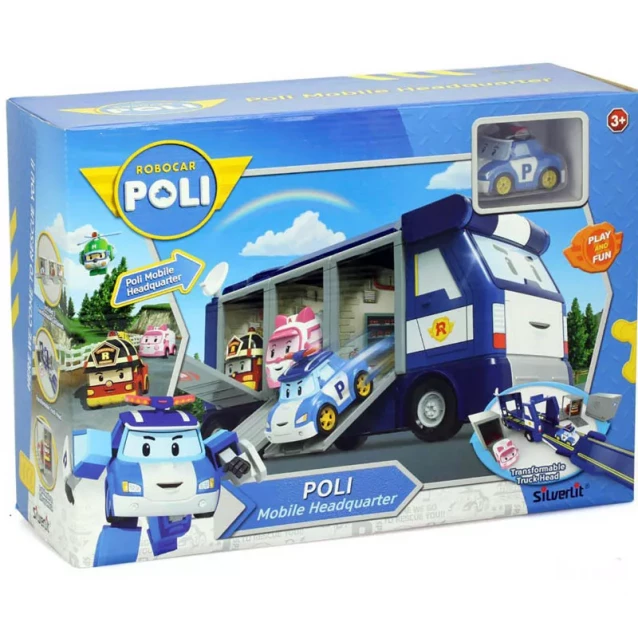 POLI Мобильная штаб-квартира с контейнерами металлическая машинка поли в комплекте - 1