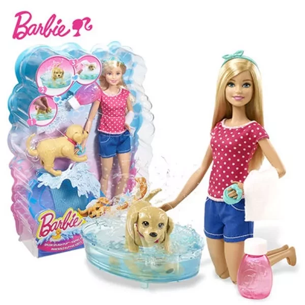 MATTEL BARBIE набор с куклой веселое купание щенка - 3