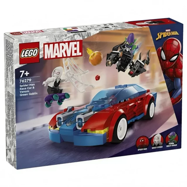 Конструктор LEGO Marvel Автомобіль для перегонів Людини-Павука й Зелений Гоблін з отрутою Венома (76279) - 1