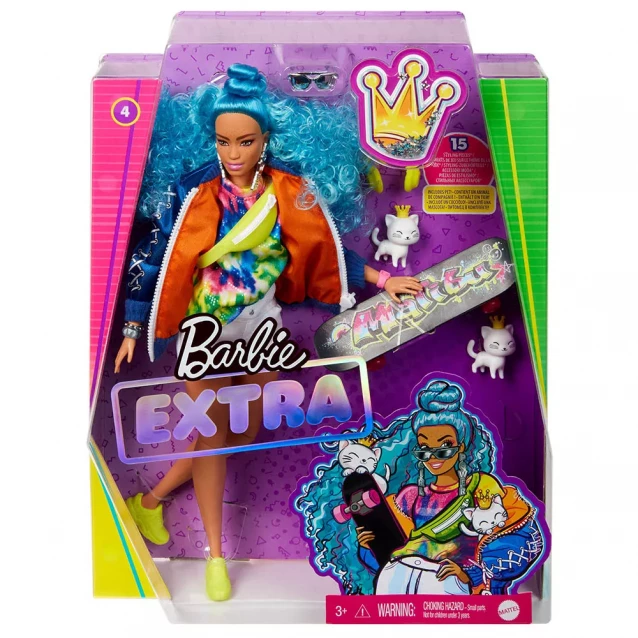 Лялька Barbie "Екстра" з блакитним кучерявим волоссям (GRN30) - 6