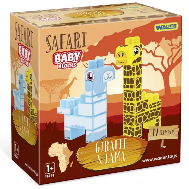 Конструктор Wader Baby Blocks Safari Жираф та лама (41500) - 1