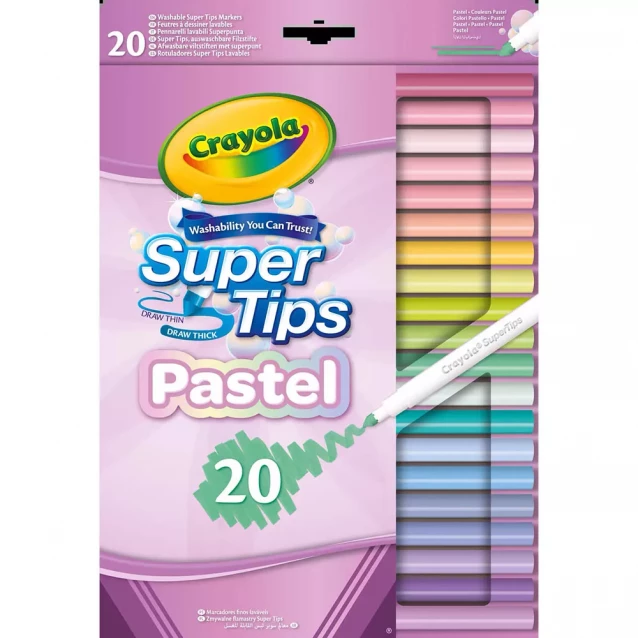 Набор пастельных фломастеров Crayola Supertips washable 20 шт (58-7517) - 1