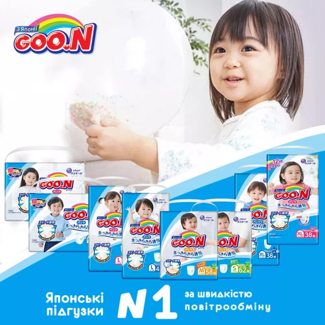 Трусики-Підгузники Goo.N для дітей 6-12 кг, розмір M, унісекс, 58 шт. (843095) - 3